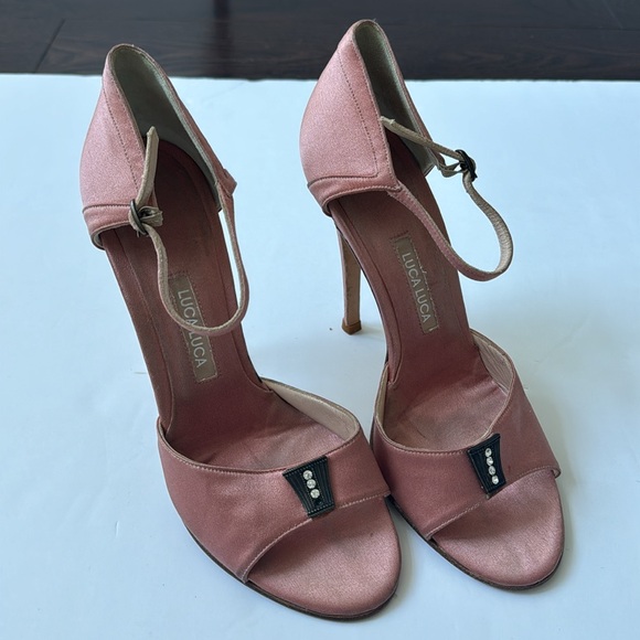 Luca Luca Satin Stilletto Dusty Pink Ankle Strap Caberet Size 40 Made in Italy - Picture 9 of 14